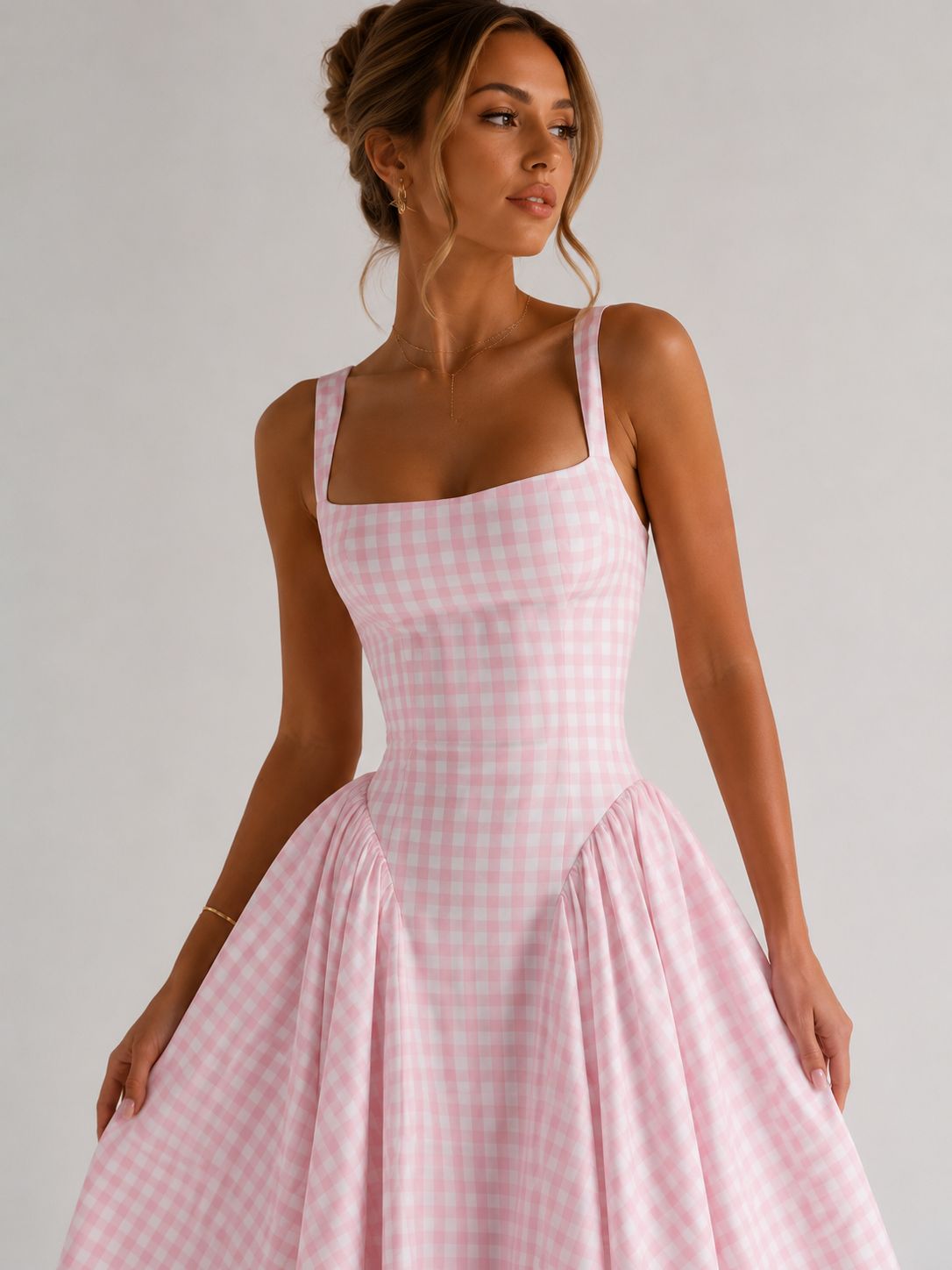 Valeria - Vestido Cuadros Rosa