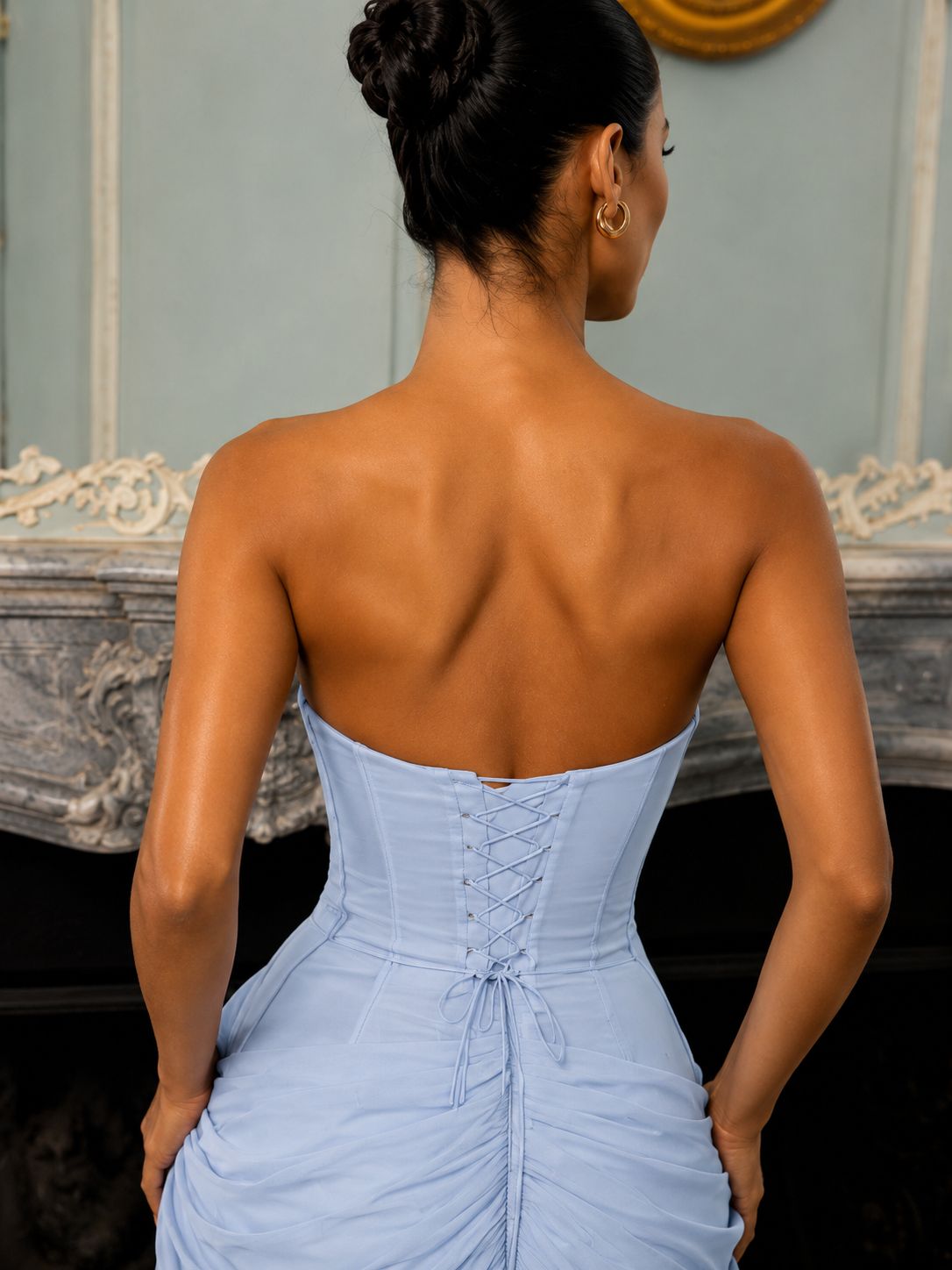 Aurora- Vestido largo elegante azul claro